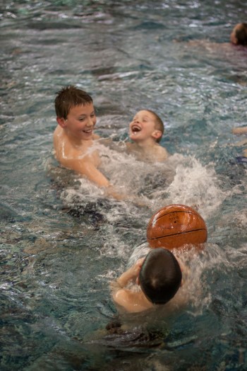pool fun with his big cousin, cory.
